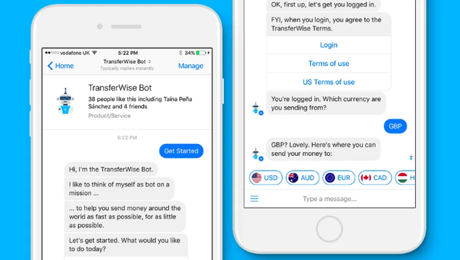 國際P2P匯兌服務TransferWise現在可以直接在Facebook Messenger跨國轉帳給好友