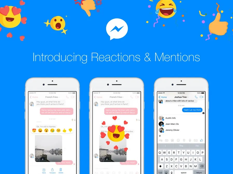 新功能連發！Facebook Messenger加入「@標記」、聊天訊息按「大心」、「不喜歡」