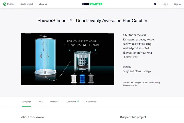 TubShroom Kickstarter Page