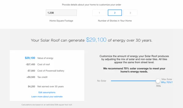 tesla roof calculation