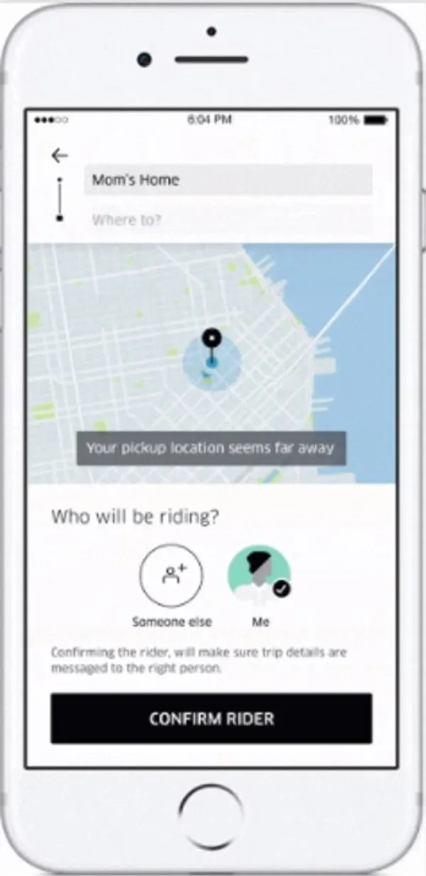 Uber幫忙叫車介面