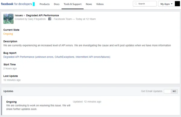 Facebook Issues Degraded API Performance
