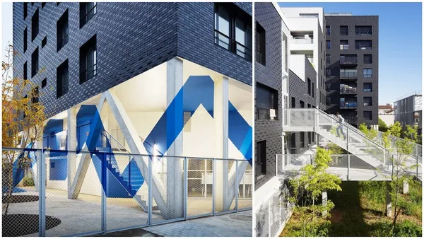 巴黎郊區的社會住宅，用明亮的藍活絡曾經沒落的工業區
