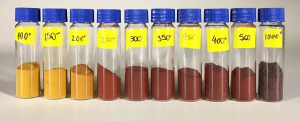 amd-pigments-heated-to-different-tempuratures-and-