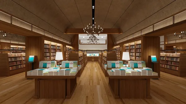圖三：誠品生活南西書店空間因著歷史保留戲院挑高5米的特色，天花以圓弧拱頂設計，場景就像是一間間的放映