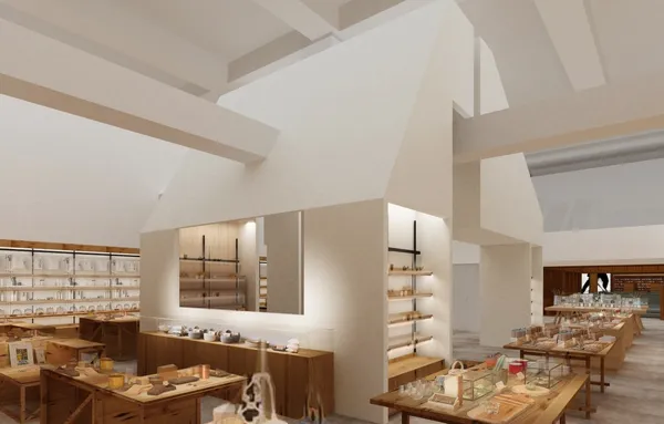 圖五：誠品生活南西全店空間設計錯落大小不一的屋型設計，象徵充滿生命力的文化聚落在此匯聚（圖為店景示意
