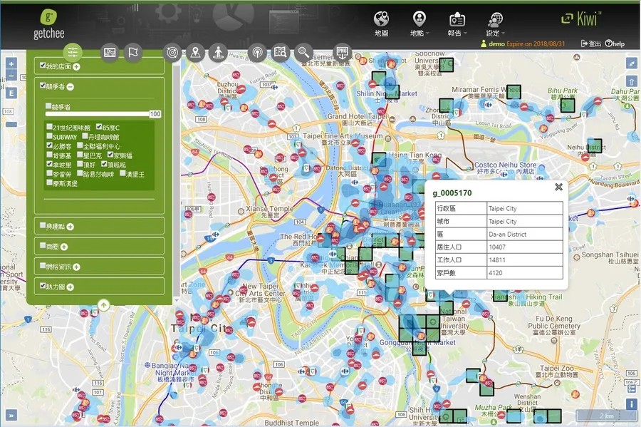 一鍵顯示地圖視覺化數據，Kiwi助品牌精準選址