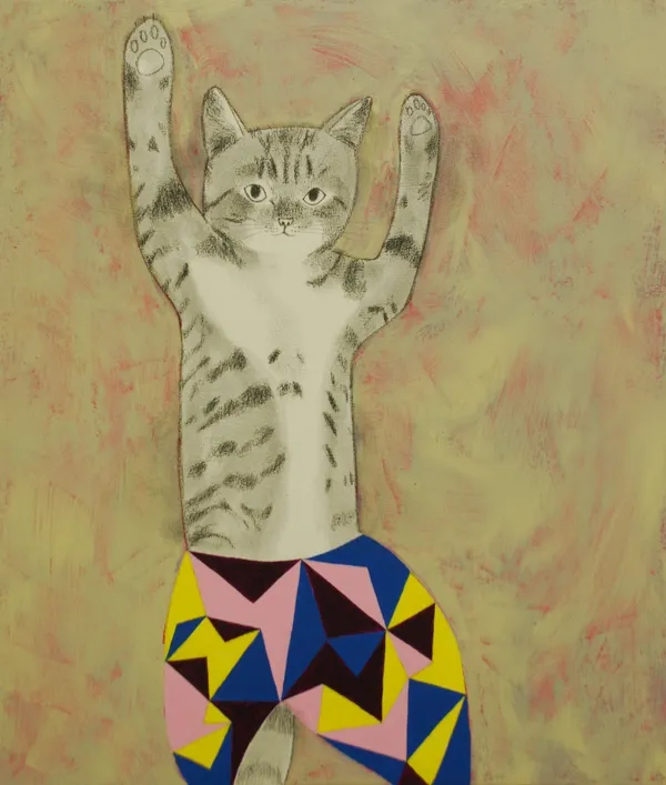 12.擊掌歡呼的貓_Cat High Fire 53 45.5cm  canvas.JPG