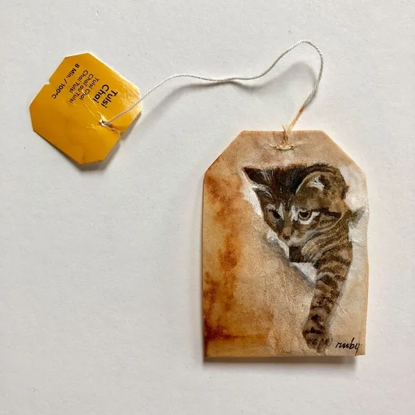 茶包上的微型畫作