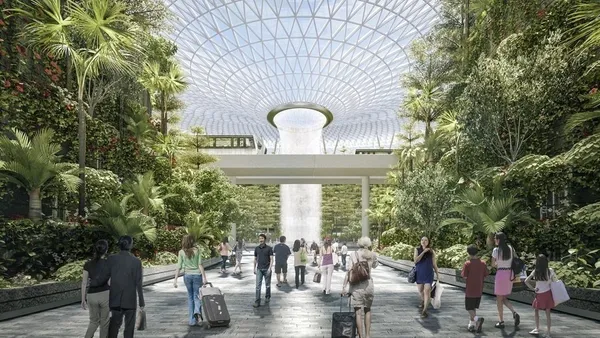 4月正式開放！世界最高室內瀑布新加坡機場「星耀樟宜」揭幕，設計納入對氣候變遷的思考