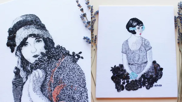 刺繡結合古董蕾絲花邊，藝術家 Lily Bloomwood 精緻細膩的女性人物刺繡肖像