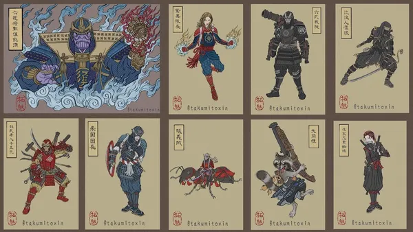 浮世繪版《復仇者聯盟》！日本插畫家 Takumi 筆下的鋼鐵人、美國隊長、黑寡婦等漫威英雄