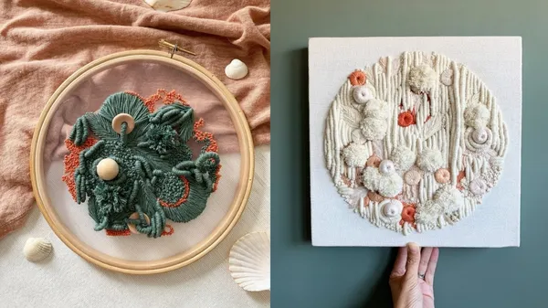 「酪梨染」與刺繡的美麗結合！英國紡織藝術家 Helen Wilde 將天然植物染融入刺繡藝術