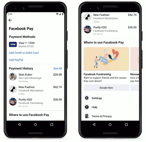 Facebook Pay Feature