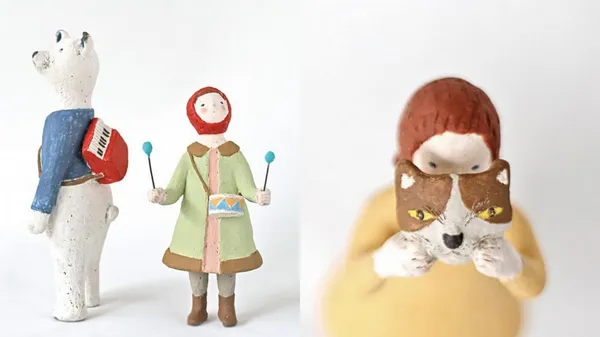 輕柔如雲的療癒陶作！熊先生的即興演奏、雲朵上的少女與貓，日本陶藝家鈴木佳世展揭幕