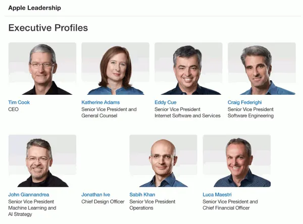 Apple has updated the leadership page