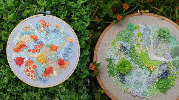 苔癬、地衣成靈感！藝術家 Kwasnycia  不打草稿的直覺式刺繡