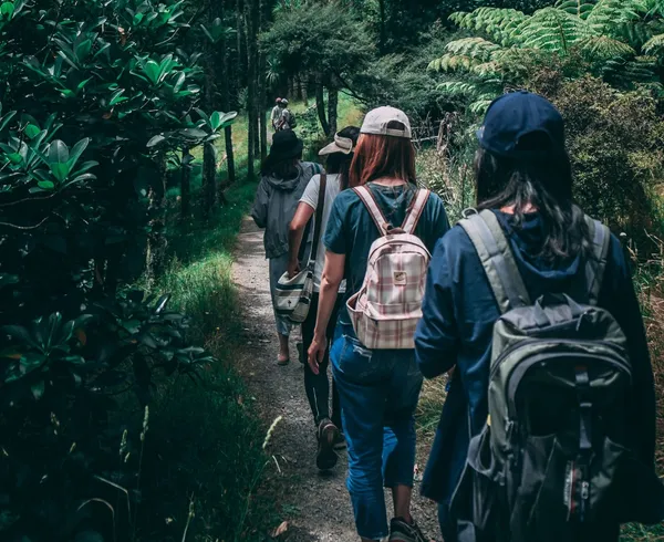 people-wearing-backpacks-walking-on-pathway-near-g