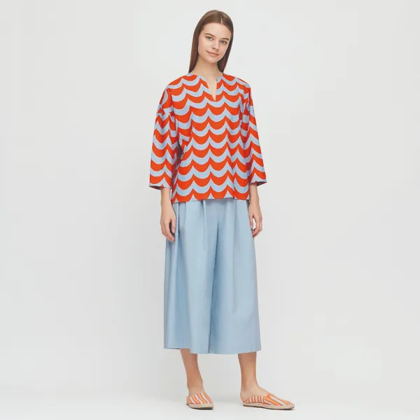 UNIQLO X Marimekko  亞麻混紡上衣(七分袖)_NT$990_穿搭圖1.jpg