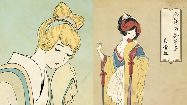 浮世繪版《迪士尼公主》！日本插畫家創作美人圖：為白雪公主換和服、灰姑娘穿木屐