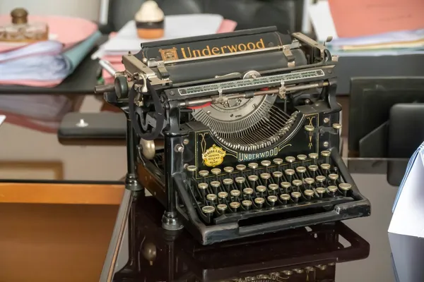 A nostalgic UNDERWOOD brand typewriter reflecting 