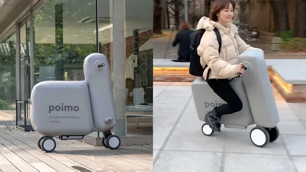 一台可以放進背包的車！日本研發 Poimo 充氣式電動自行車，從此免找停車位？