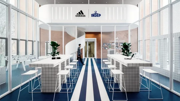 給運動員最好的！Adidas 助陣打造，藍白色調、極簡設計的法國 INSEP 專業運動員培訓空間