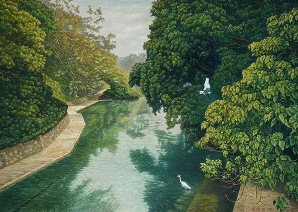 06 宏藝術 連建興Chienhsin LIEN_水邊戲遊Fun by the Water_油畫 O