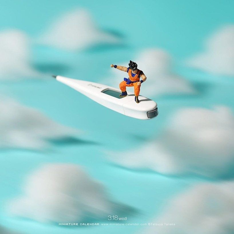 日本微型創作達人田中達也新作：防疫口罩變身夏日泳池、溫度計化身觔斗