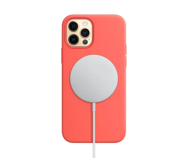 iPhone 12 Pro Silicone Case_coral_MagSafe Charger.