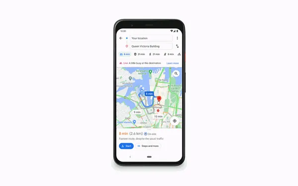 Google Maps live busyness information for your des