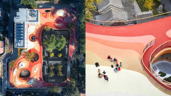百年四合院化身繽紛幼兒園！MAD 操刀設計，以「漂浮屋頂」打開新舊建築對話