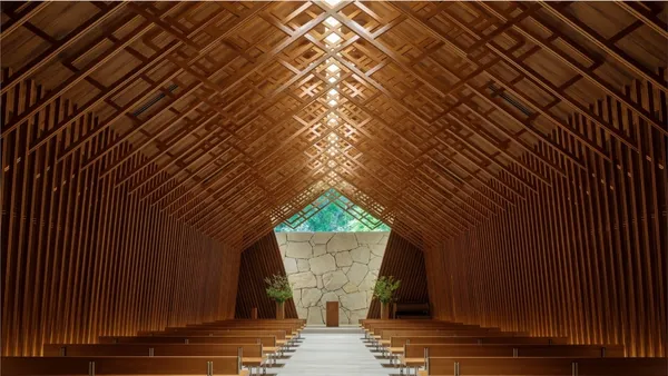 京都山腳下的木質教堂！Westin Miyako Chapel 以錯綜木格、木製百葉拿下 2020 京都設計大賞