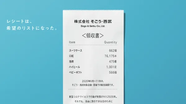 一張收據承載最動人希望！日本西武百貨新年廣告：看見疫情下的平凡日常裡，隱藏的微小暖意