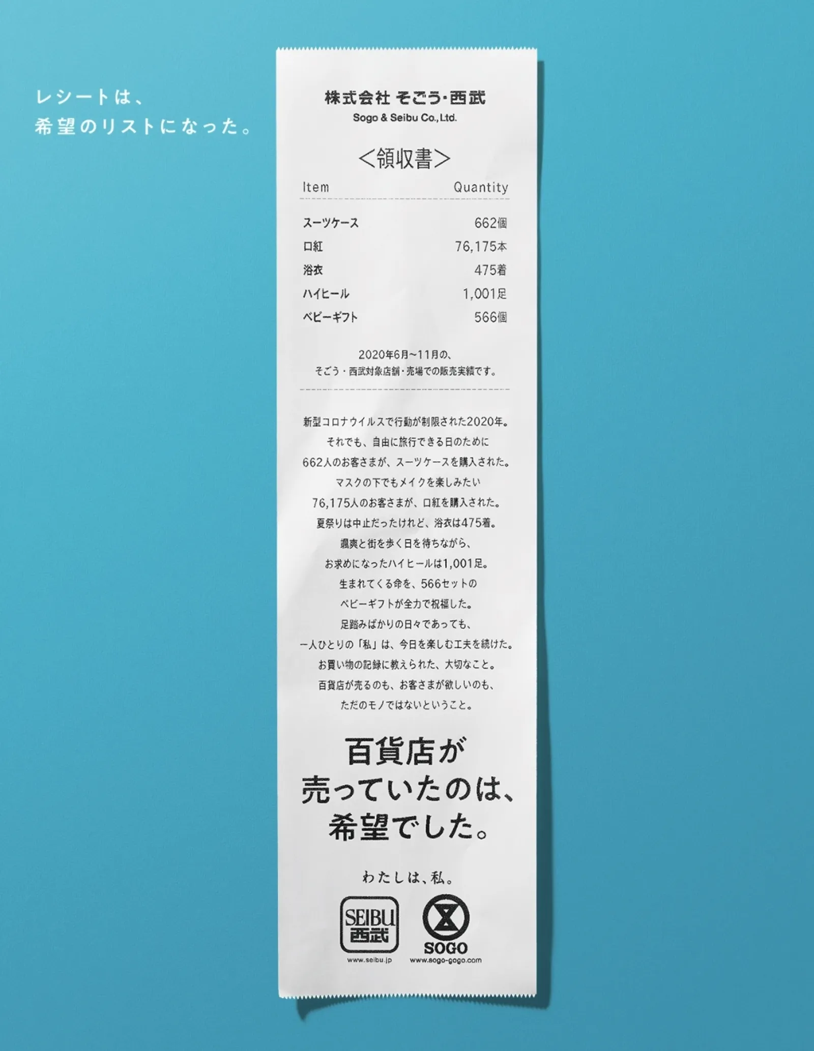 一張收據承載最動人希望！日本西武百貨新年廣告引共鳴
