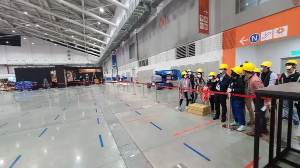 圖片02：2021台北電玩展現場防疫排隊區