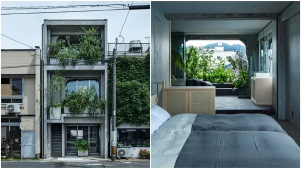40 年老宅改造！長崎海島旅店「Hotel Sou」：敲開混凝土牆引入日光，在大片植栽的綠意中睡著