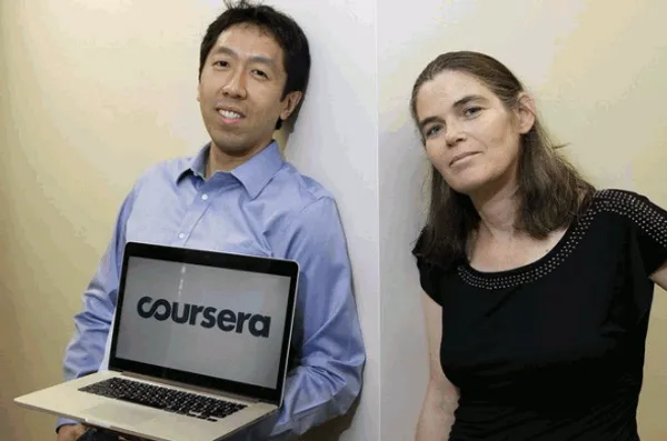 Coursera的兩位創始人，左邊為吳恩達（Andrew Ng），右邊為達芙妮·科勒(Daphne 