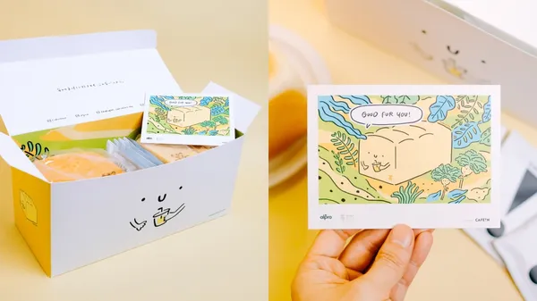 CAFE!N 聯名嵜本！推「燕麥奶+福源花生餡生吐司」禮盒，還邀插畫家操刀 Q 版生吐司君包裝