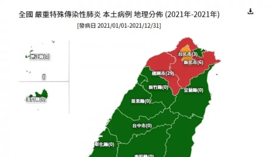 一張武漢肺炎疫情地圖，看懂北台灣哪兩縣市亮紅燈警示！
