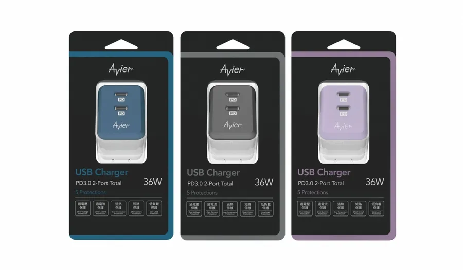 WFH遠距裝置電力需求，Avier推出 COLOR MIX PD3.0 雙孔電源供應器