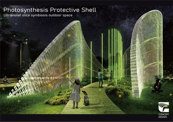 2021金點概念設計獎標章獲獎作品：光合作用保護殼：紫外線之片利共生戶外空間（孫筱瑜、陳建勳，台灣）