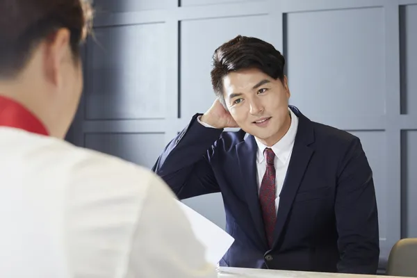 man-interview