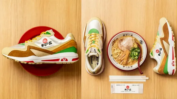來雙拉麵配色！日本連鎖拉麵「天下一品」50 週年，出了款拉麵配料、拉麵碗為靈感的限量聯名運動鞋