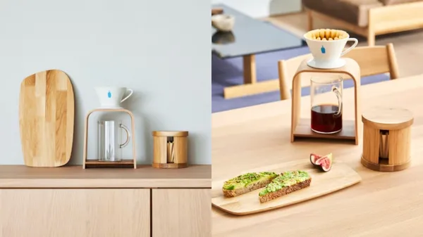 藍瓶咖啡 Blue Bottle、日本知名家具 Karimoku 再聯手！繼咖啡椅後，新推出木質手沖咖啡器具