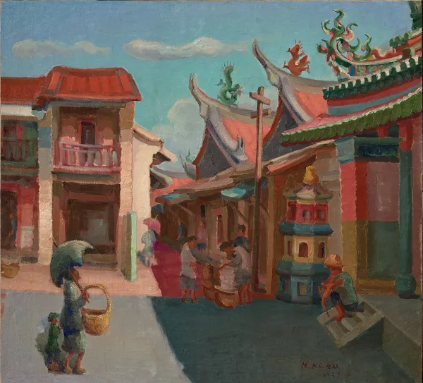 09. 郭柏川，《臺南祀典武廟》，1929，油彩、畫布，79.0 x 85.0 cm，臺南市美術館典