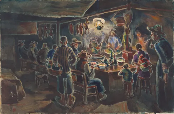 19. 藍蔭鼎，《夜晚的麵攤》，1924，水彩、紙，68.0 x 101.0 cm，私人收藏.jpg