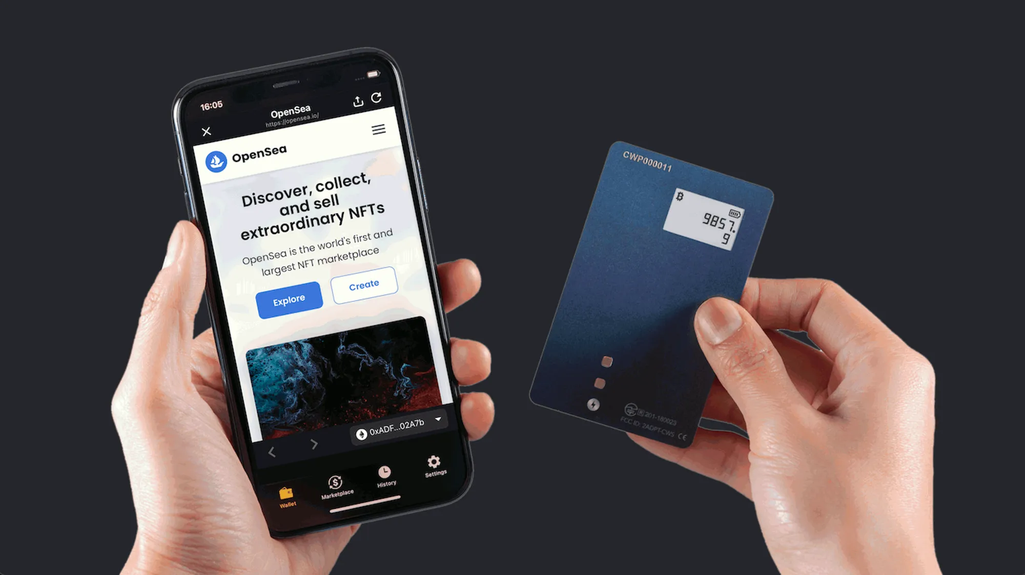 CoolWallet Pro支援一鍵式連結全球最大NFT交易平台OpenSea。
