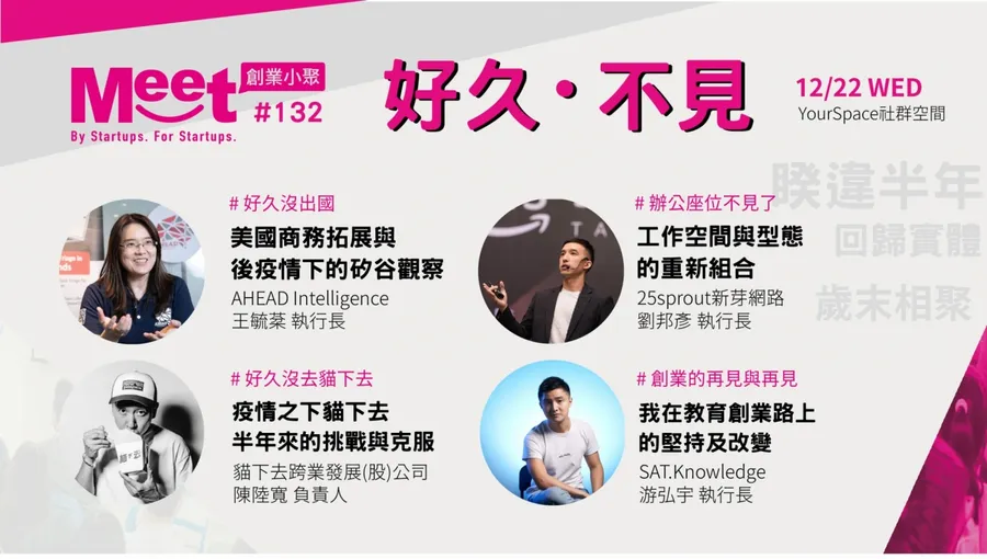 【年末特別活動】睽違半年、回歸實體！Meet創業小聚#132－好久・不見