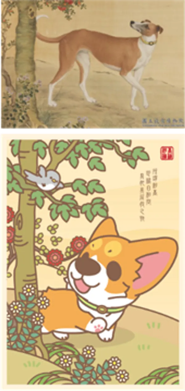 上為清郎世寧畫十駿犬茹黃豹、下為柯基犬椪椪與好朋友-柯基犬.png